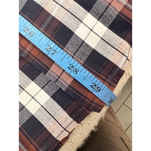 Flag & Anthem Mens Plaid Shirt Button Up Medium Navy Red White Long Slv - Picture 8 of 12